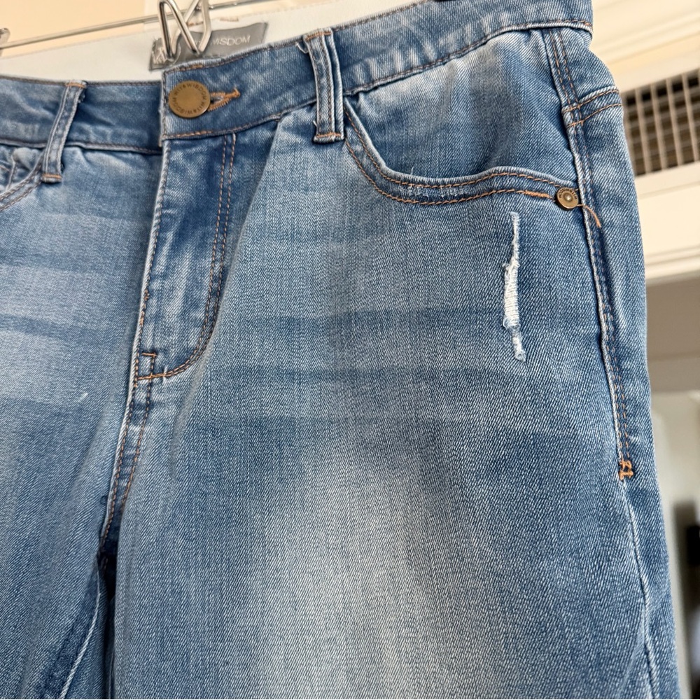 Wit & Wisdom Medium Blue Straight-Leg Jeans with Light Distress - Picture 2 of 5